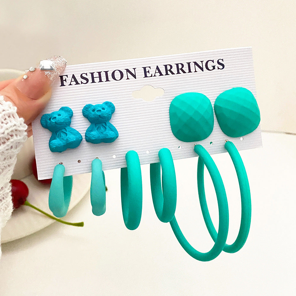 Wholesale Valentine's Day contrasting exaggerated heart resin earrings set
