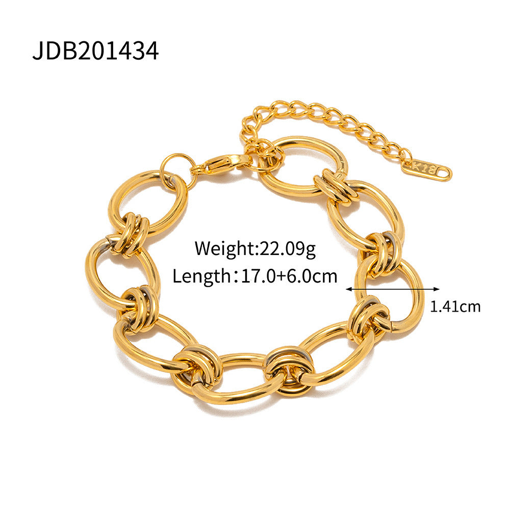Wholesale 18K gold stainless steel gold and silver color matching thick chain bracelet