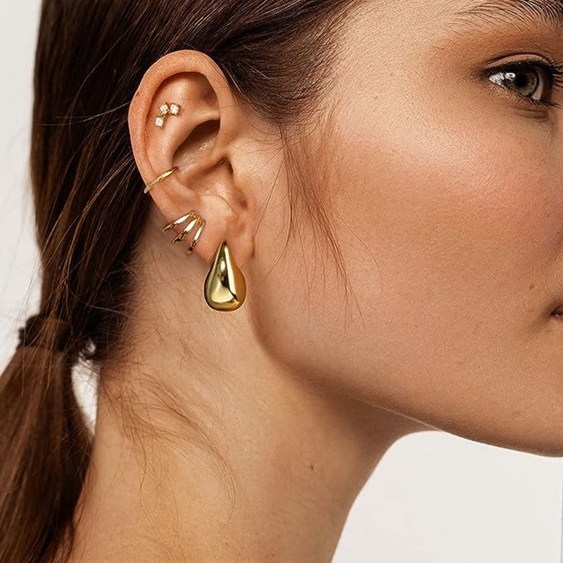 Wholesale Stainless Steel Gold Plated Hollow Drop Earrings