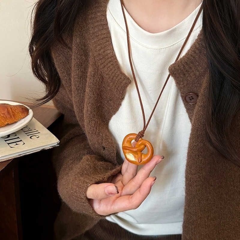 Wholesale Croissant Long Sweater Chain Necklaces