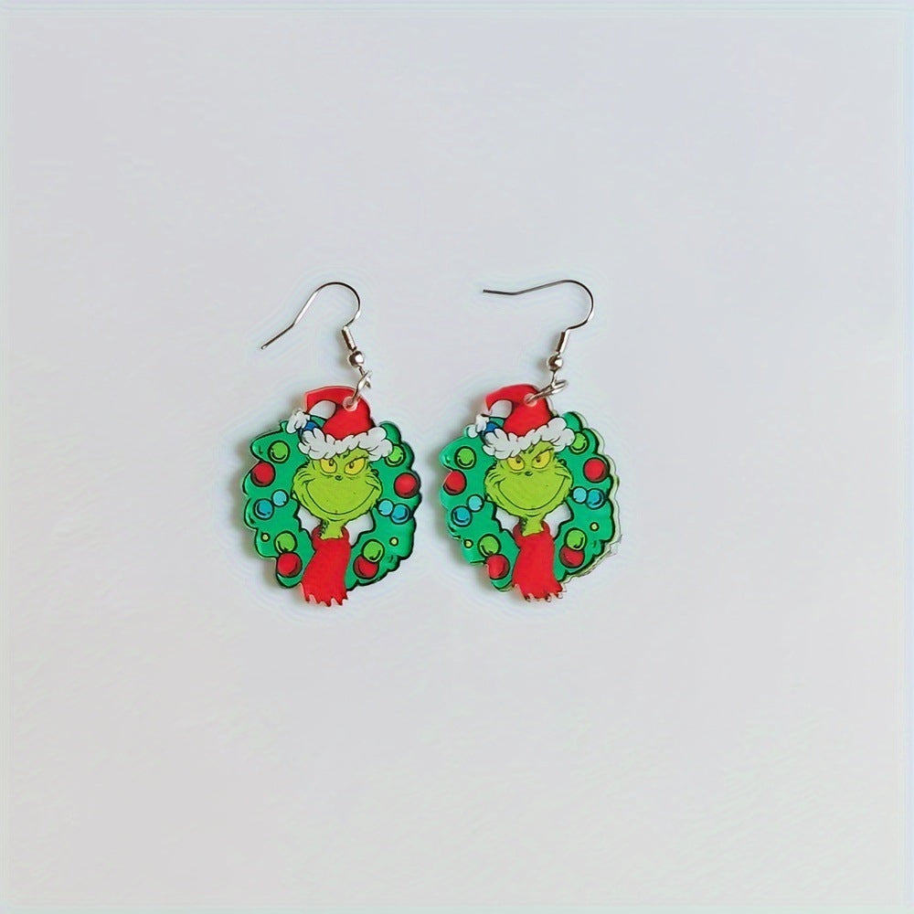 Wholesale Cute Cartoon Acrylic Grinch Christmas Earrings