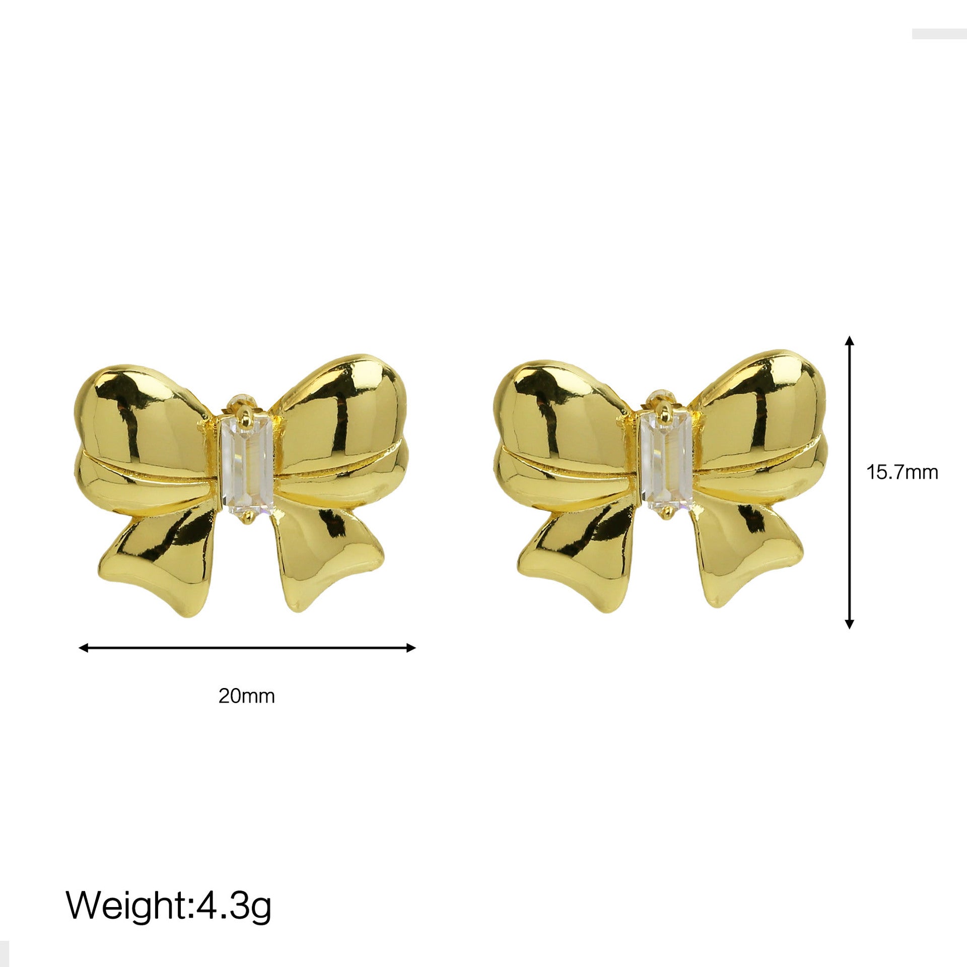 Wholesale copper plated real gold bow earrings
