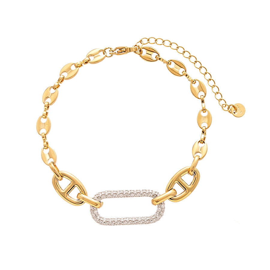 Wholesale  titanium steel metal feeling oval chain bracelet