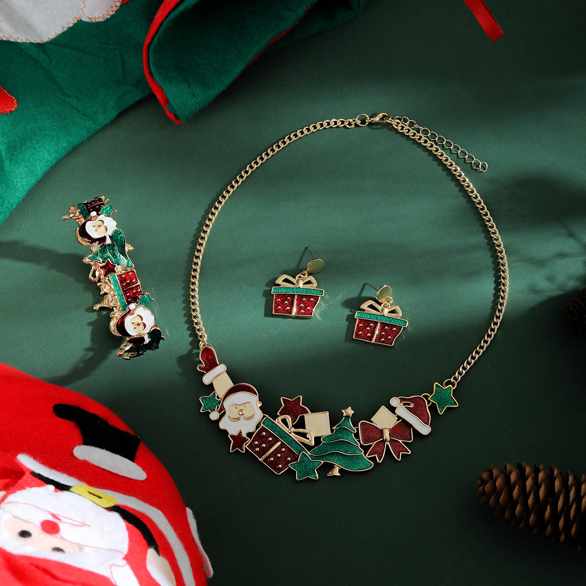 Wholesale Christmas Tree Necklace Earrings Set ACC-NE-QingHe004