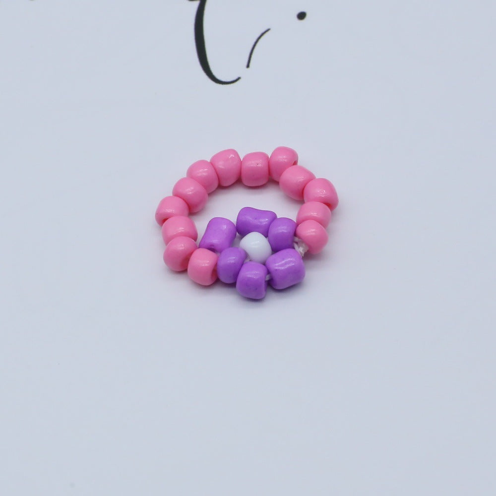 Wholesale Elegant Style handmade rice beads flower rings