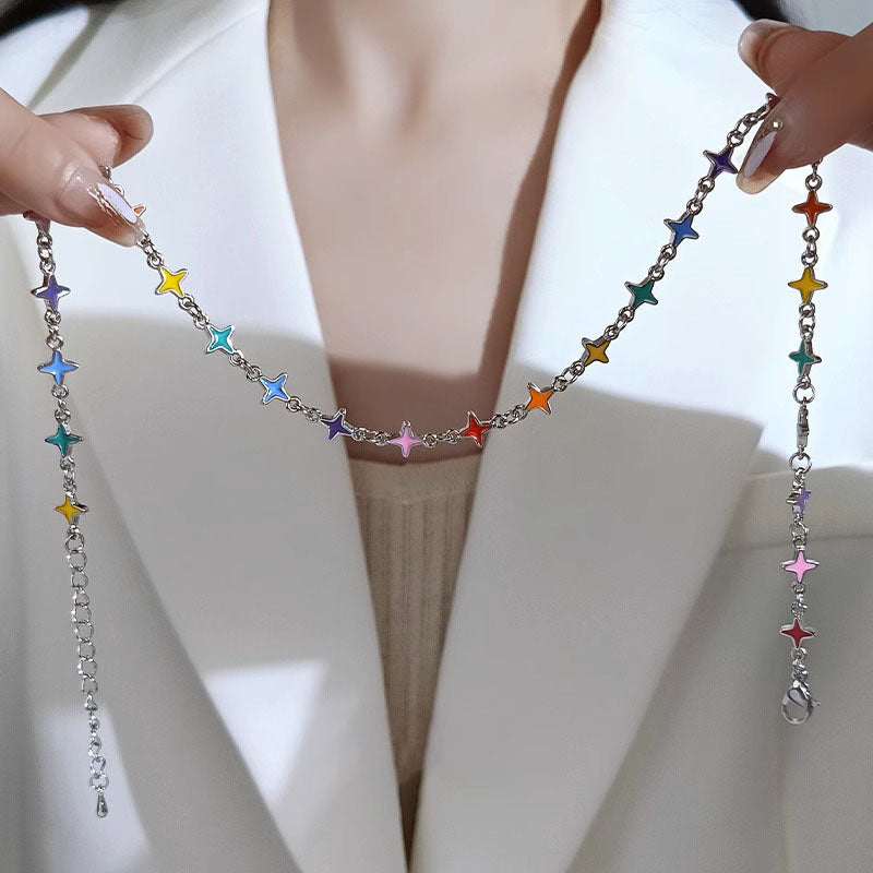 Wholesale Colorful drop oil four Awn star necklace