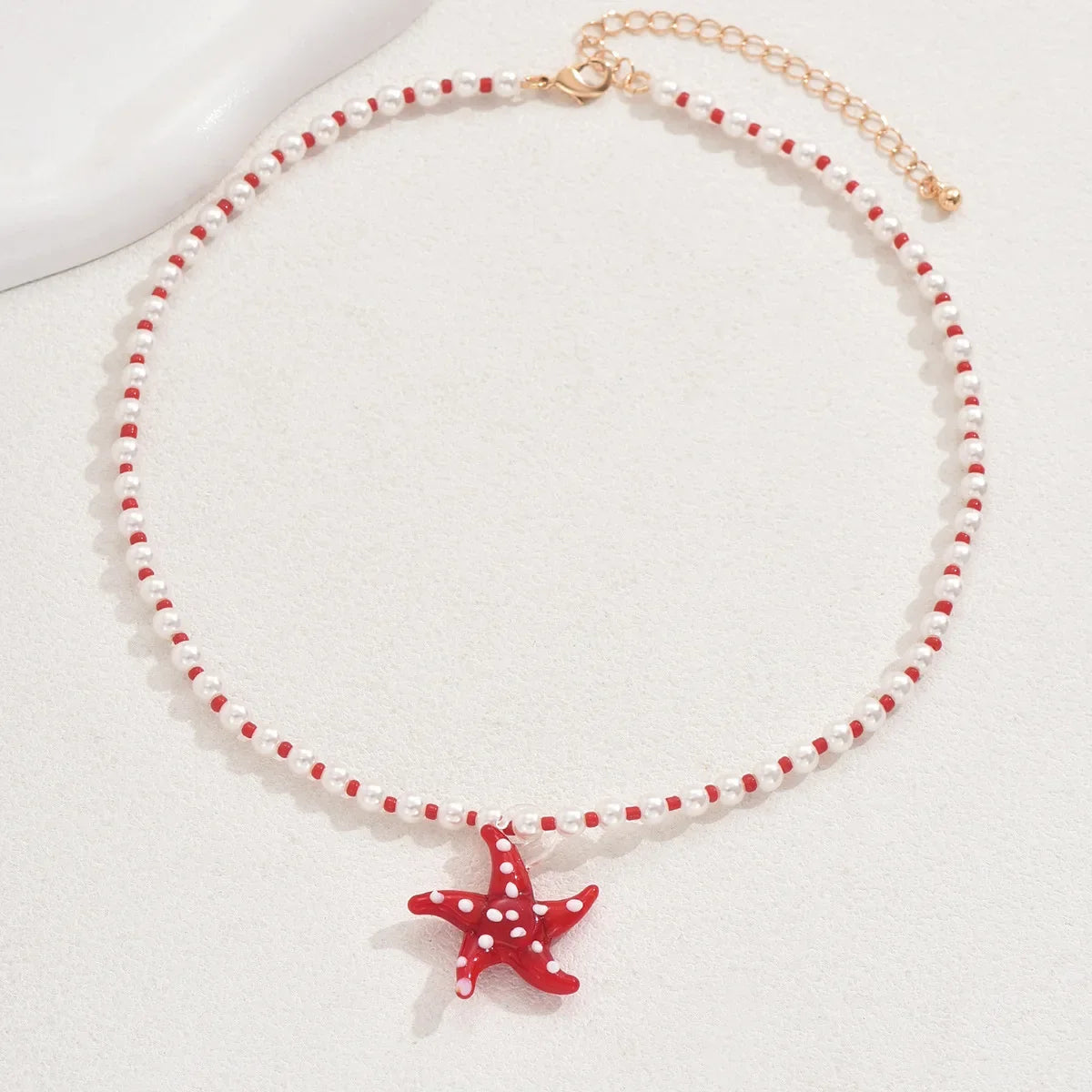 Wholesale  Popular Pearl Necklace Glazed Starfish Pendant Necklace