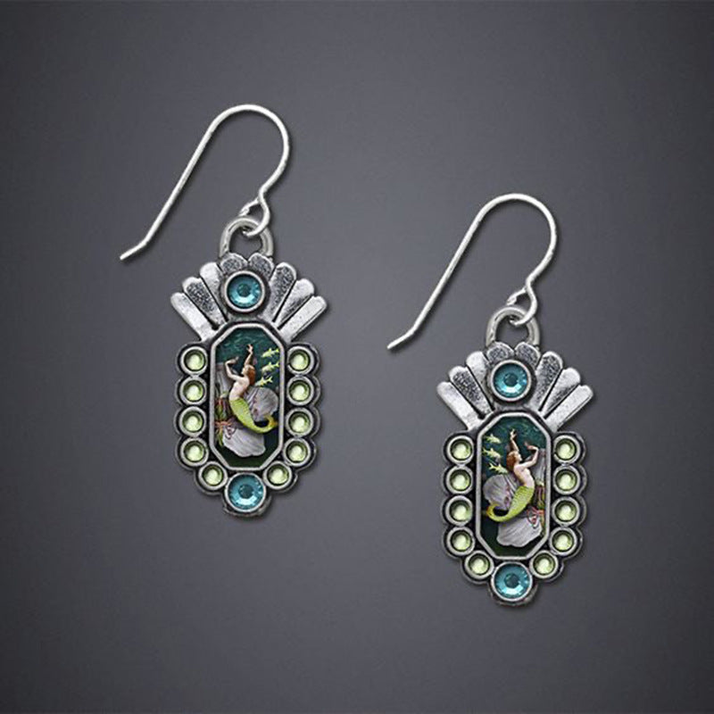 Wholesale Creative red butterfly geometric pattern earrings