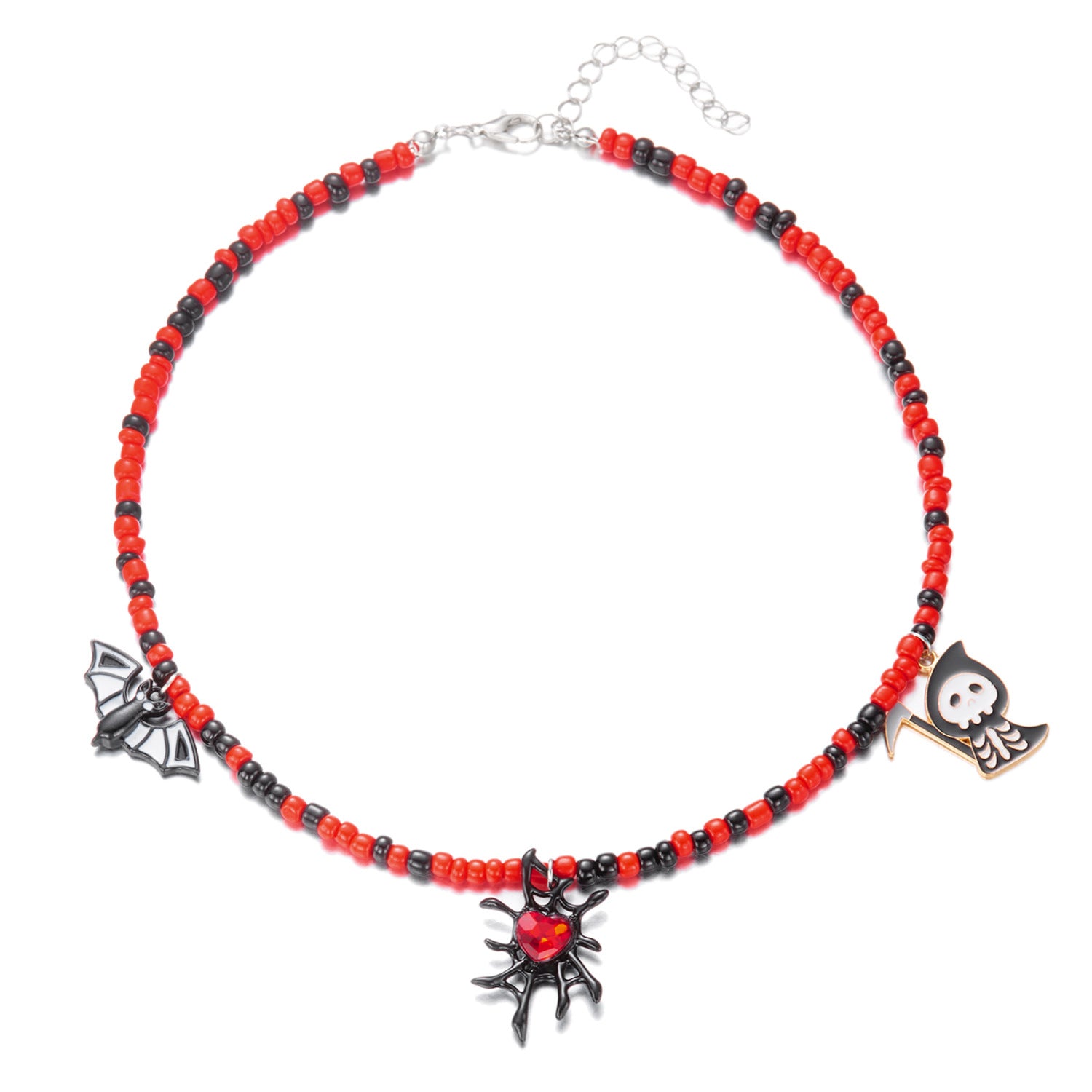 Wholesale Halloween Jewelry Pumpkin  Ghost Spider Pendant Handmade Rice Beads Necklace
