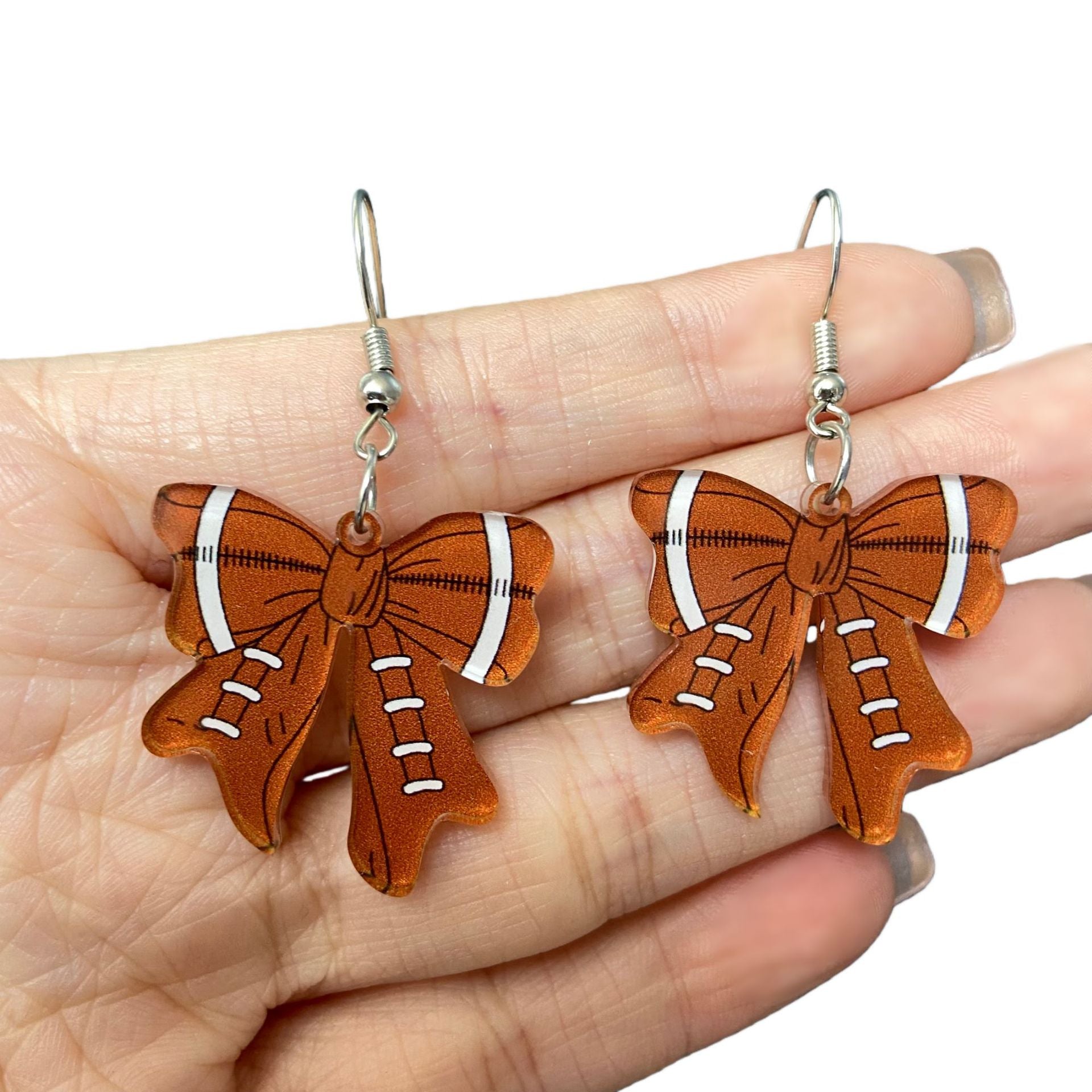 Wholesale Creative Design Acrylic Earrings Sports Competition Football Rugby Element Bow Butterfly Earrings