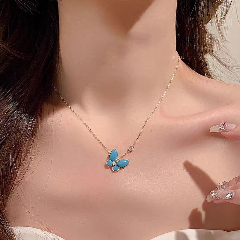 Wholesale Fashion Butterfly Necklace Copper Chain Natural Design Light Luxury Jewelry Accessory for Resale