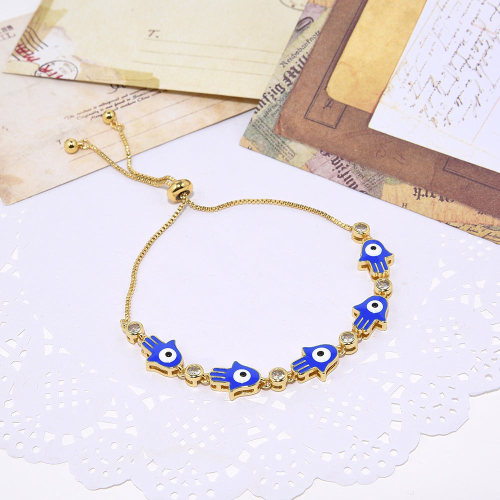 Wholesale Micro-inlaid Zircon Palm Oil-dripping Devil' s Eye Bracelet