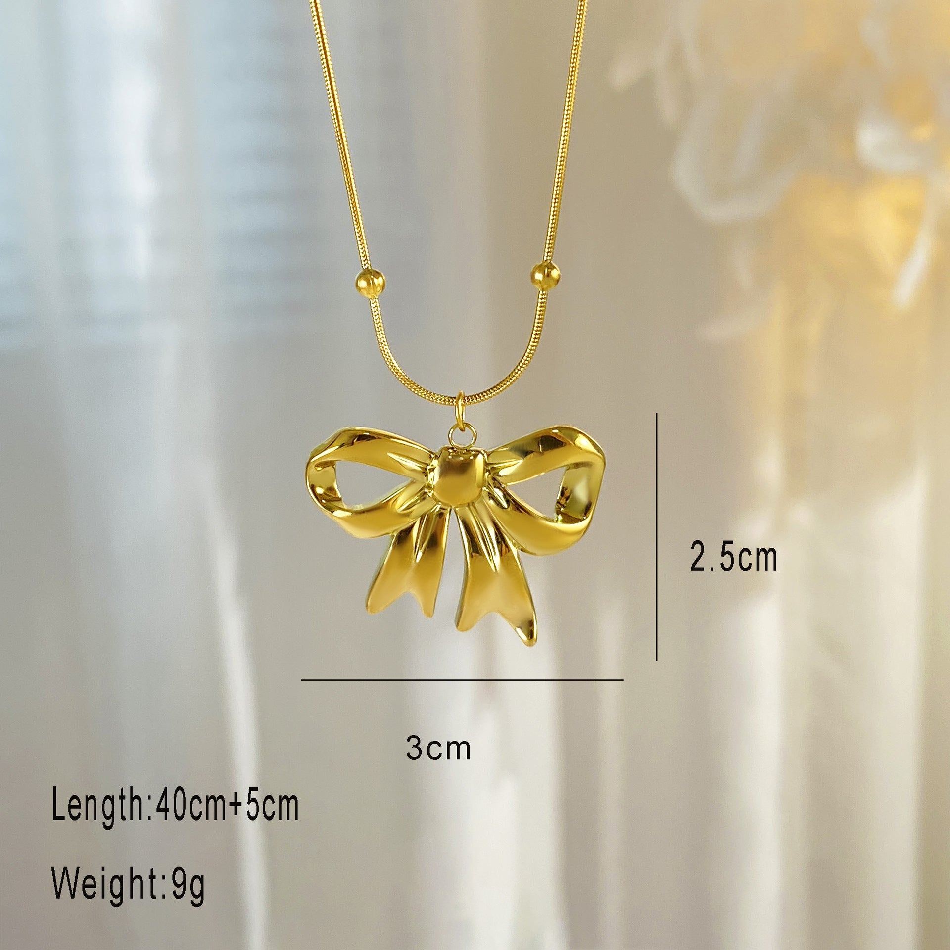 Wholesale 18K Titanium Steel Bow Necklace ACC-NE-YuXun001