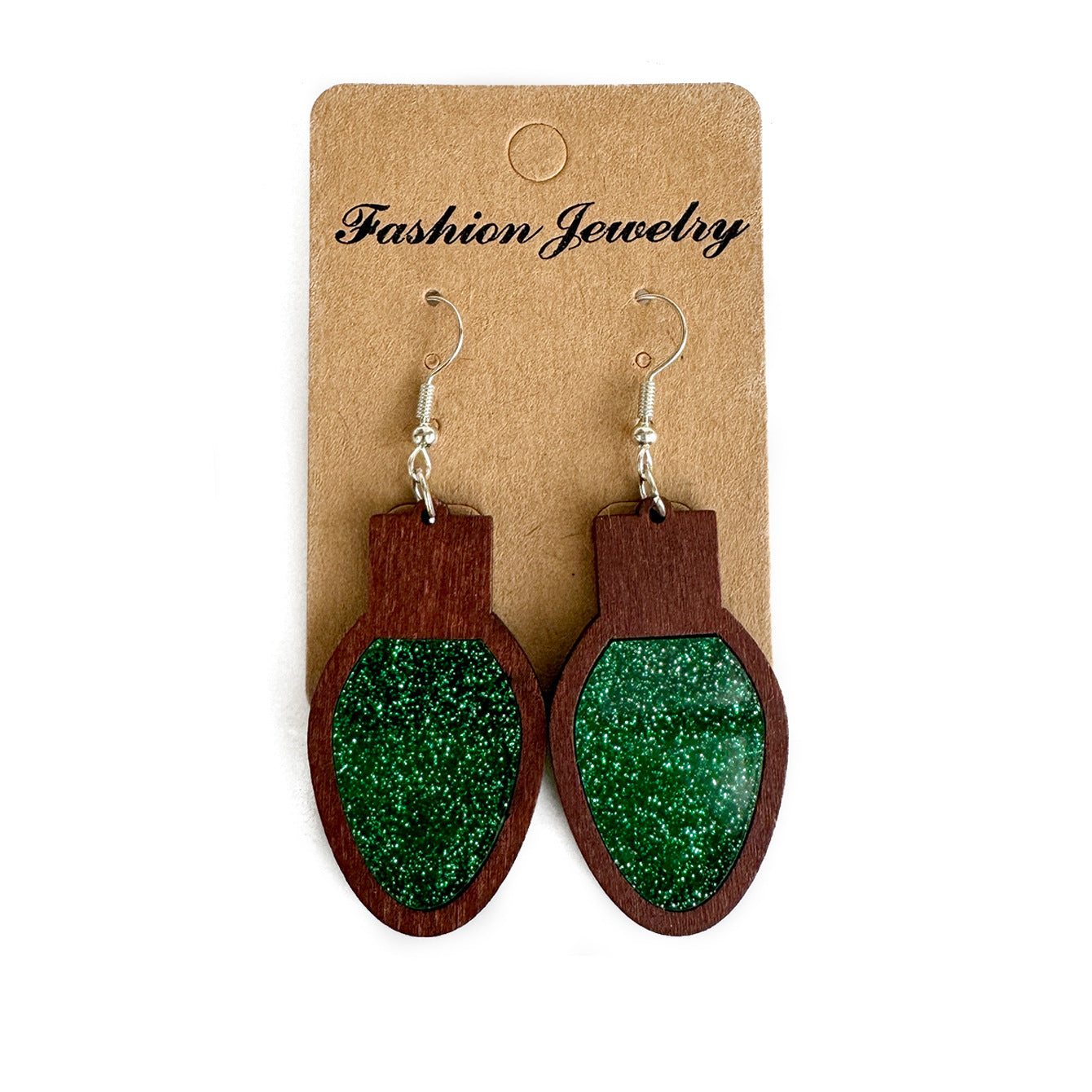 Wholesale Fashion Christmas Acrylic Earrings Geometric Wood Inlay With Shiny Multicolor Accents Women S Party Jewelry Accessory