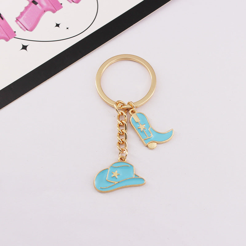 Wholesale Western Style Cowboy Hat Cowboy Boots Alloy Keychain ACC-KC-QiChen005