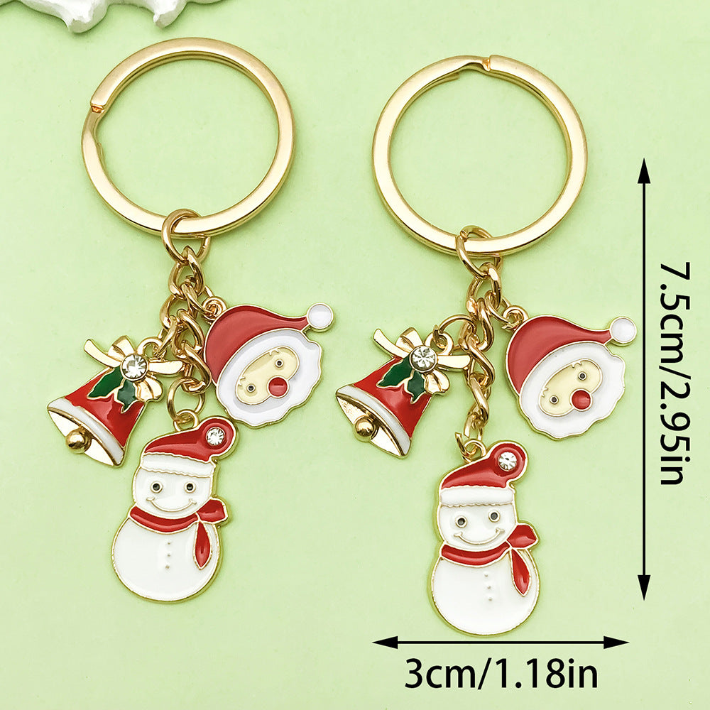 Wholesale Christmas oil drop alloy  snowman bell  keychain