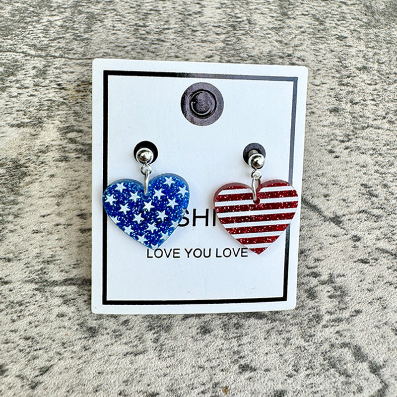 Wholesale American Independence Day Pentagram Acrylic Glitter Earrings ACC-ES-XinChuan013