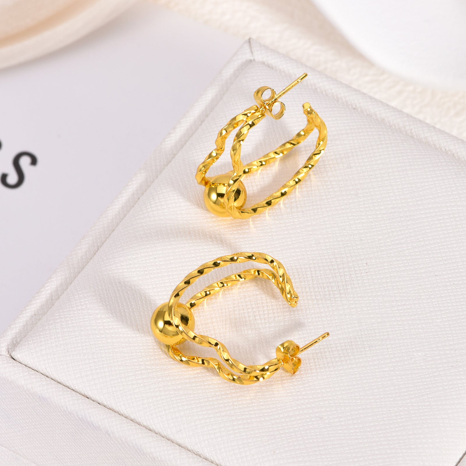 Wholesale 2PCS Stainless steel simple gold earrings