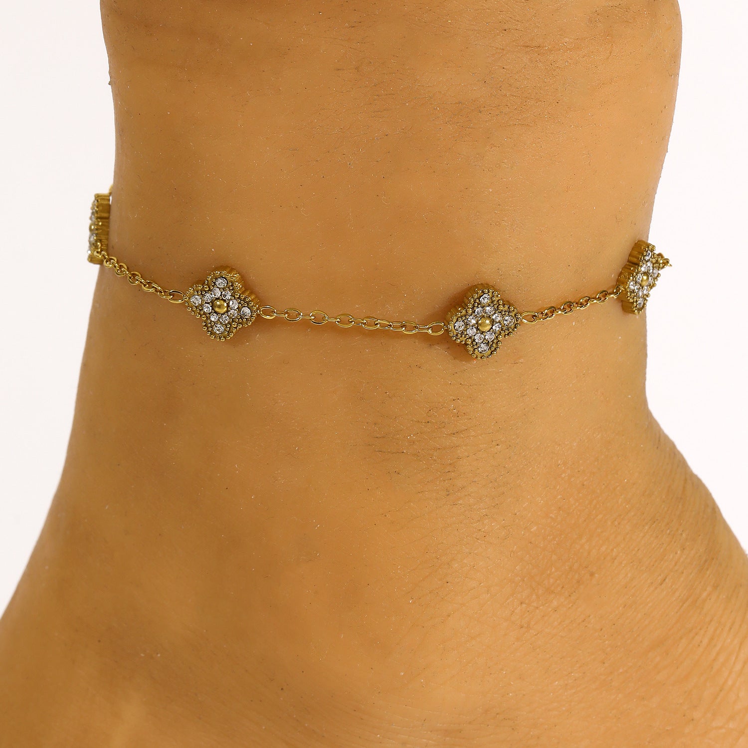 Wholesale Four Leaf Flower Anklet Stainless Steel Adjustable Women S Vacation Jewelry Accessory