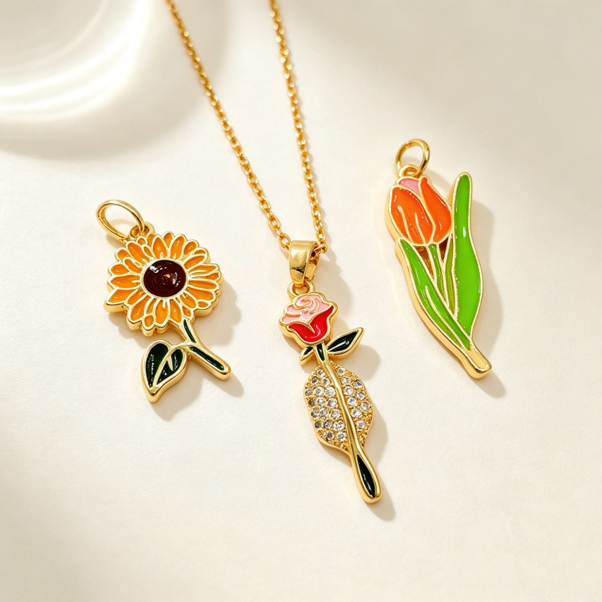 Wholesale Electroplated Copper Rose Flower Pendant Necklace,  Jewelry Accessory for Girls