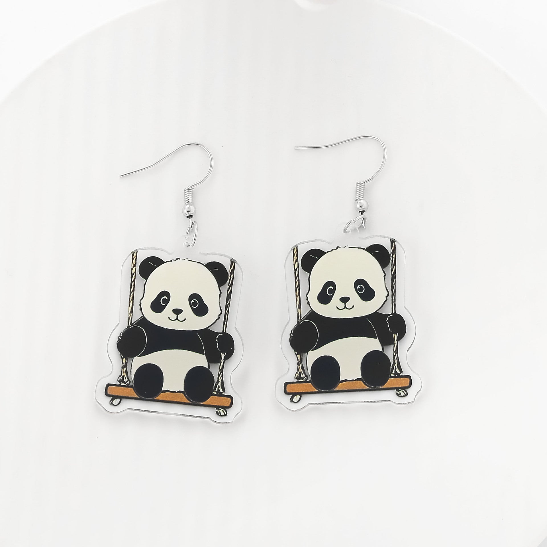 Wholesale  luxury  transparent three-dimensional red panda acrylic earrings