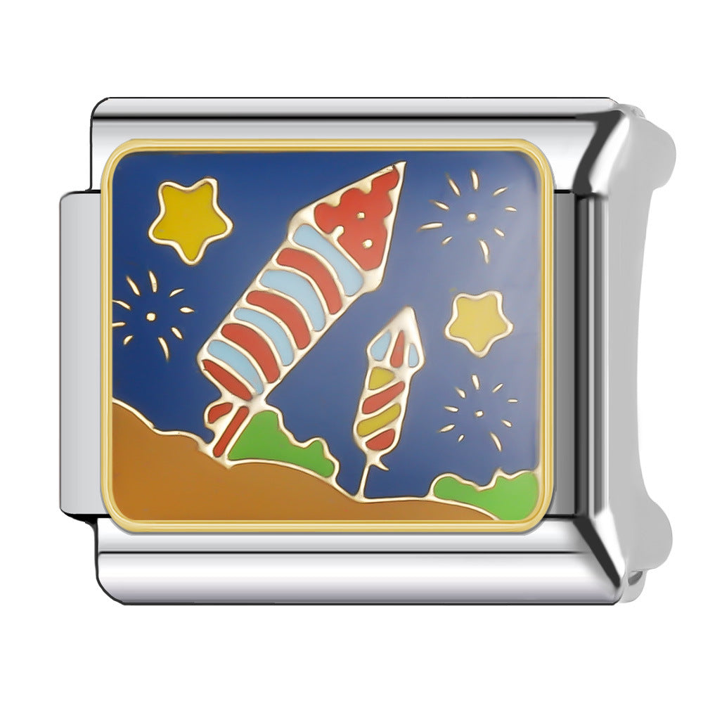 Wholesale Italian Charm Bracelet 9mm DIY Splicing Stainless Steel Goodnight Series Cartoon Composable Bracelet