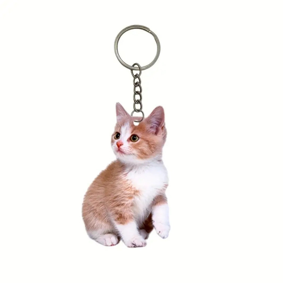 Wholesale Acrylic black and white tuxedo cat key chain double-sided design pet key ring ornament