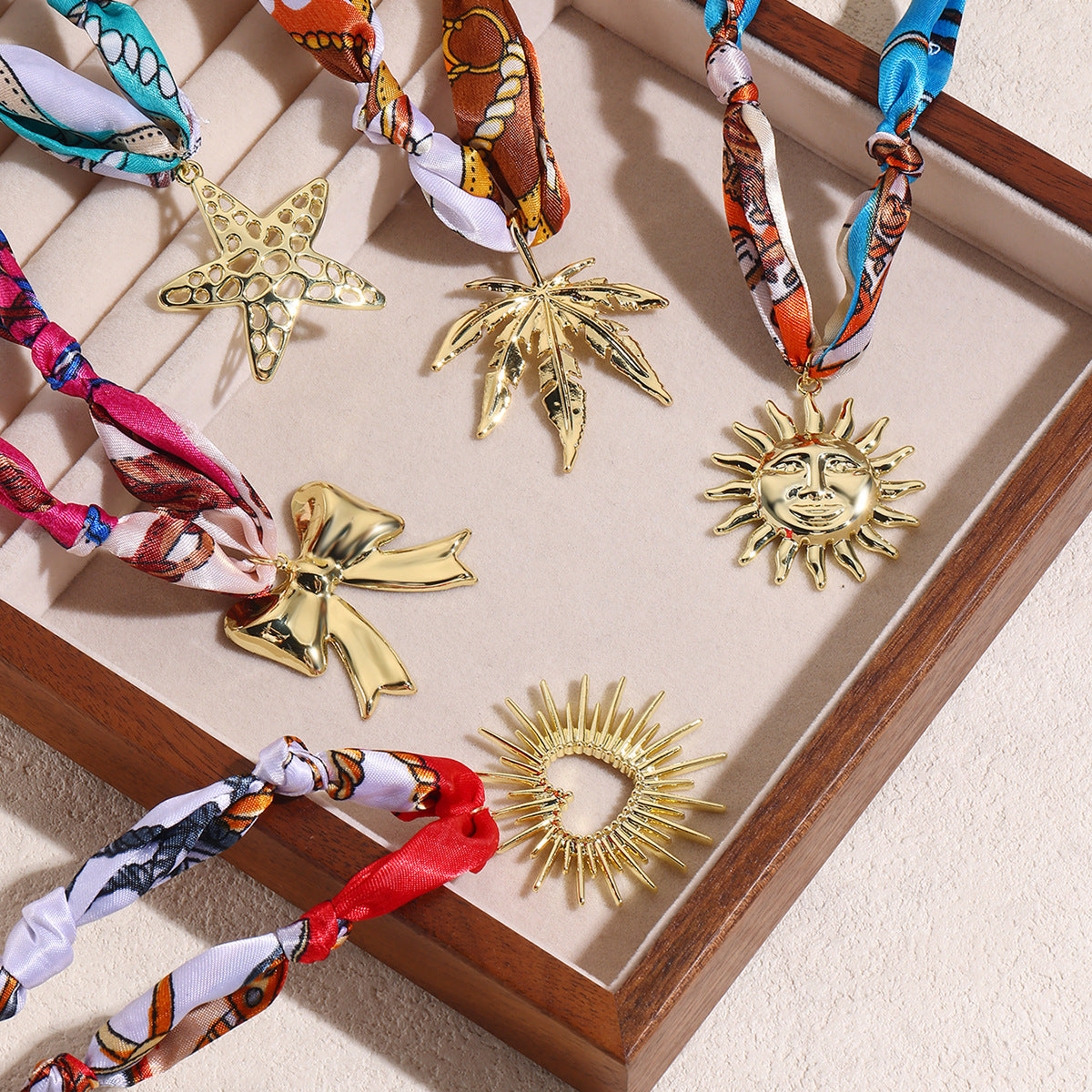 Wholesale New Maillard Colorful Printed Silk f Necklace Hand-Knotted Etsy Bohemian Fashion Accessories