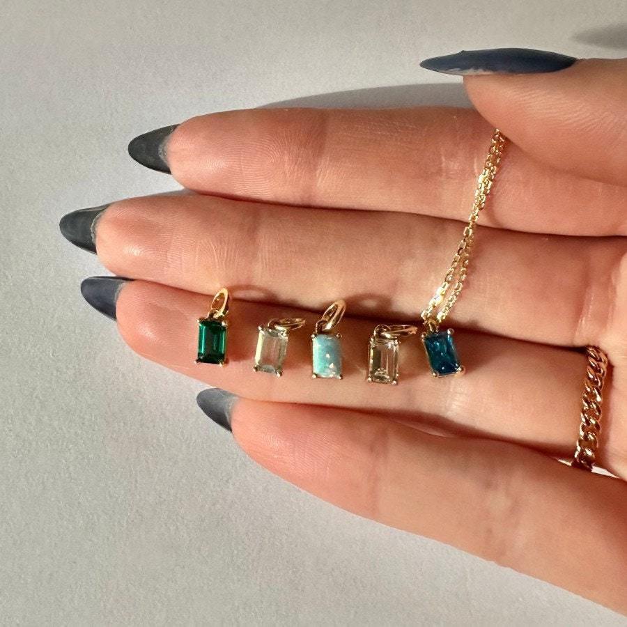 Wholesale stainless steel DIY twelve birthday stones colored zircon lock 18K gold plated pendant