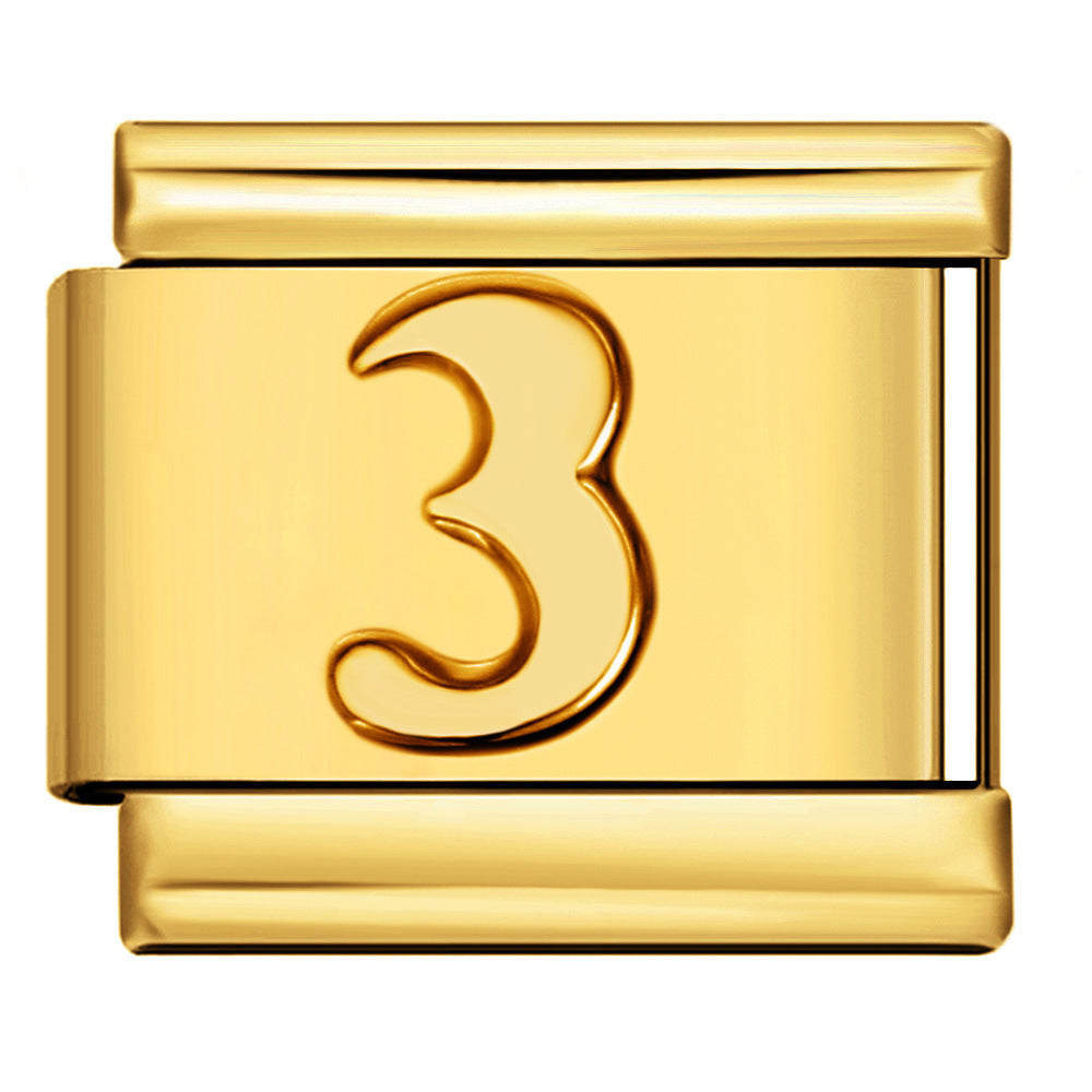 Wholesale Italian titanium steel gold module Charms