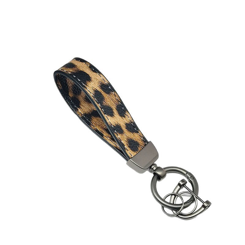 Wholesale Leopard Print Leather Car Keychain Gold Hardware Fashion Bag Charm Gift For Men Women Boutique Resale