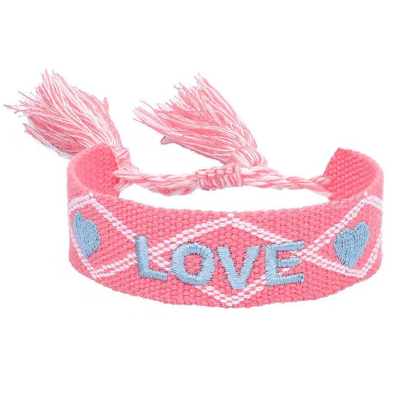 Wholesale Woven Couple Bracelet Letter Embroidered Wrist Strap Tassel ACC-BT-YiYe003