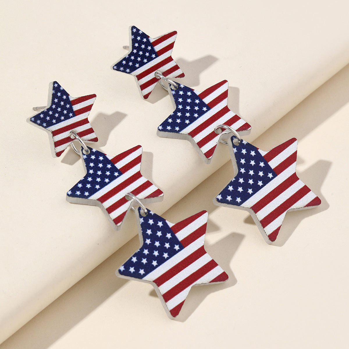 Wholesale  National Day Independence Day flag five-pointed star personality earrings