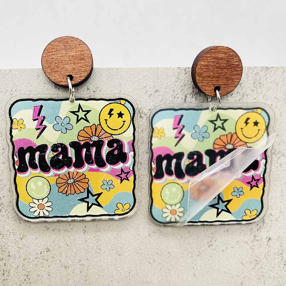 Wholesale Leopard Print Letter leather Earrings