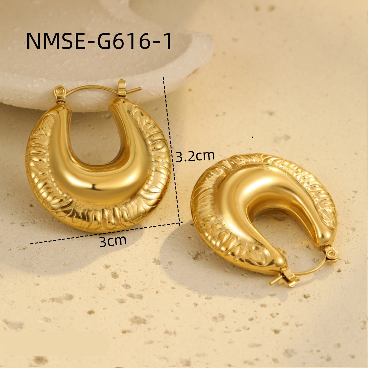 Wholesale Retro 18K Gold Plated Stainless Steel Earrings