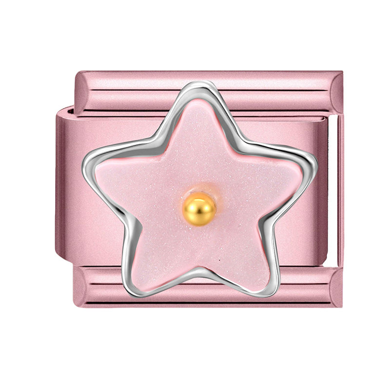 Wholesale 9mm Italian Charm Starter Bracelets pink series  DIY  Single Section Creative Stainless Steel Composable Bracelet