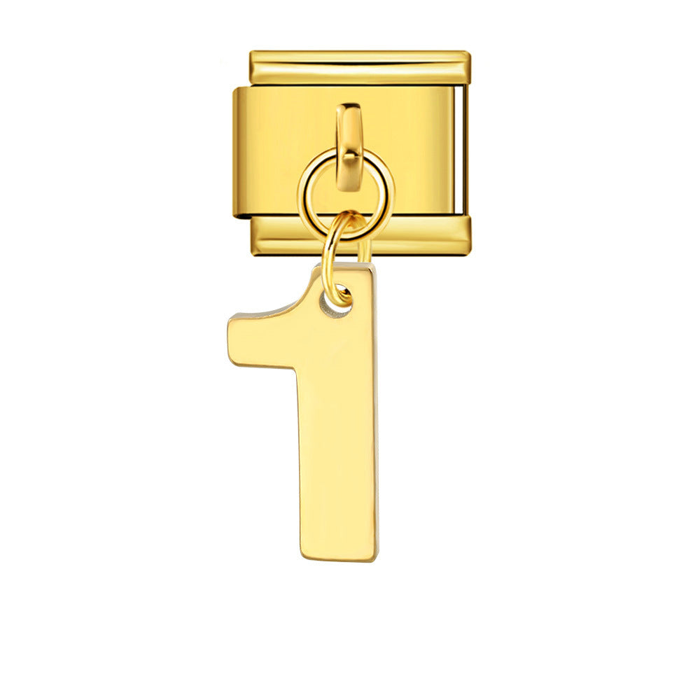 Bracciale fai da te con ciondolo con gancio in acciaio inossidabile a una cifra modulare italiano all'ingrosso