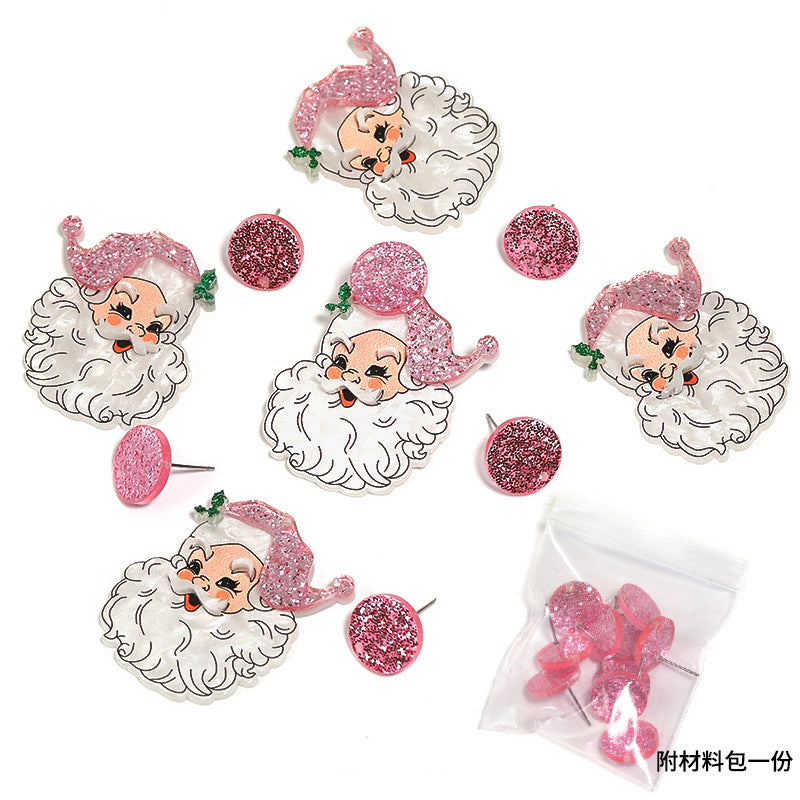 Wholesale 10pcs Christmas Handmade Santa Claus Elk Acrylic Earrings ACC-ES-BLG002