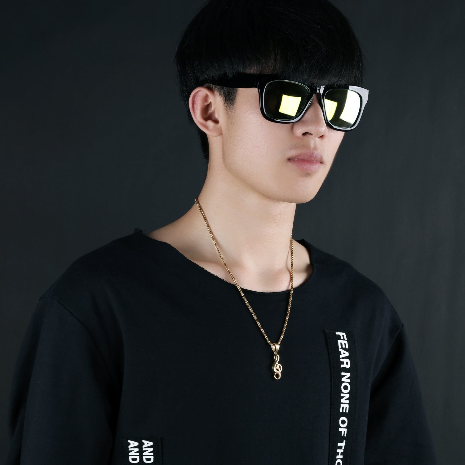 Wholesale Creative Music Symbols Special Commodities Men's Hip-Hop Stainless Steel Necklace