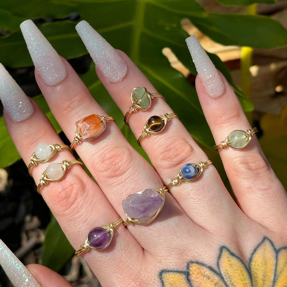 Wholesale Natural Stone Ring Light Luxury Elegant Niche Design Jewelry Accessory Gift