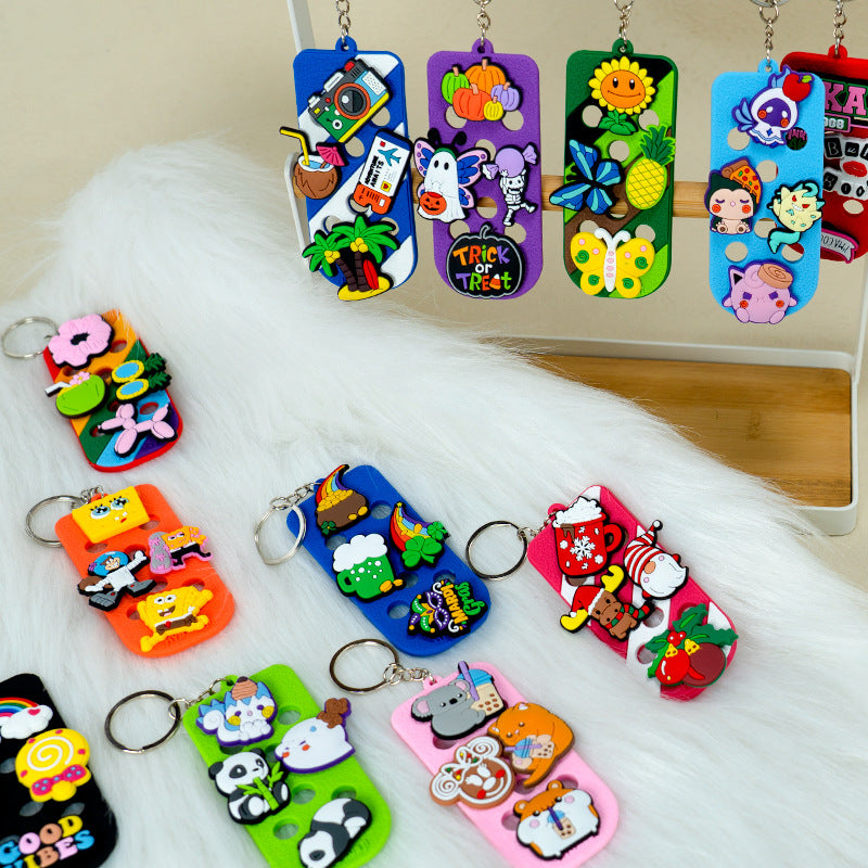 Wholesale  cartoon keychain pendant PVC key board fluorescent hole board accessories