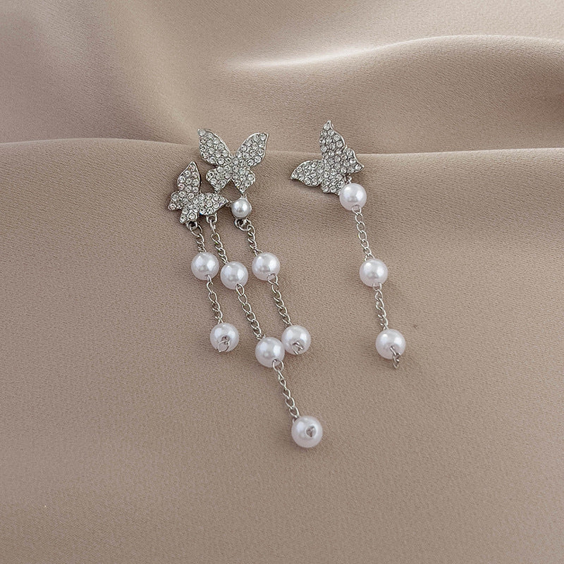 Wholesale Long Tassel Bow Asymmetrical Earrings ACC-ES-XiaoCheng007