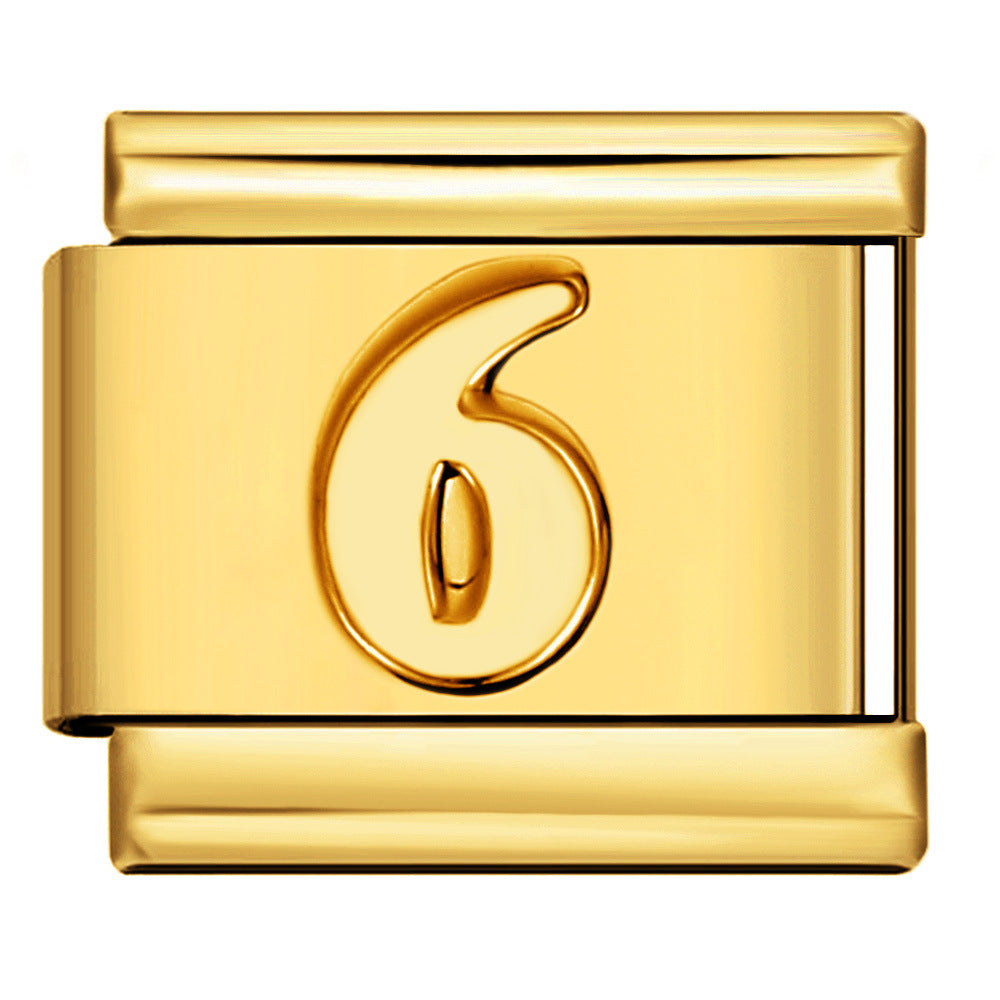 Wholesale Italian titanium steel gold module Charms