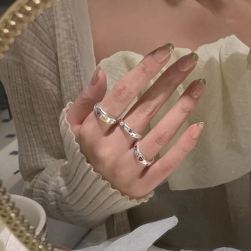 Wholesale Colored Zirconia Heart Open Ring ACC-RS-Chuyu002