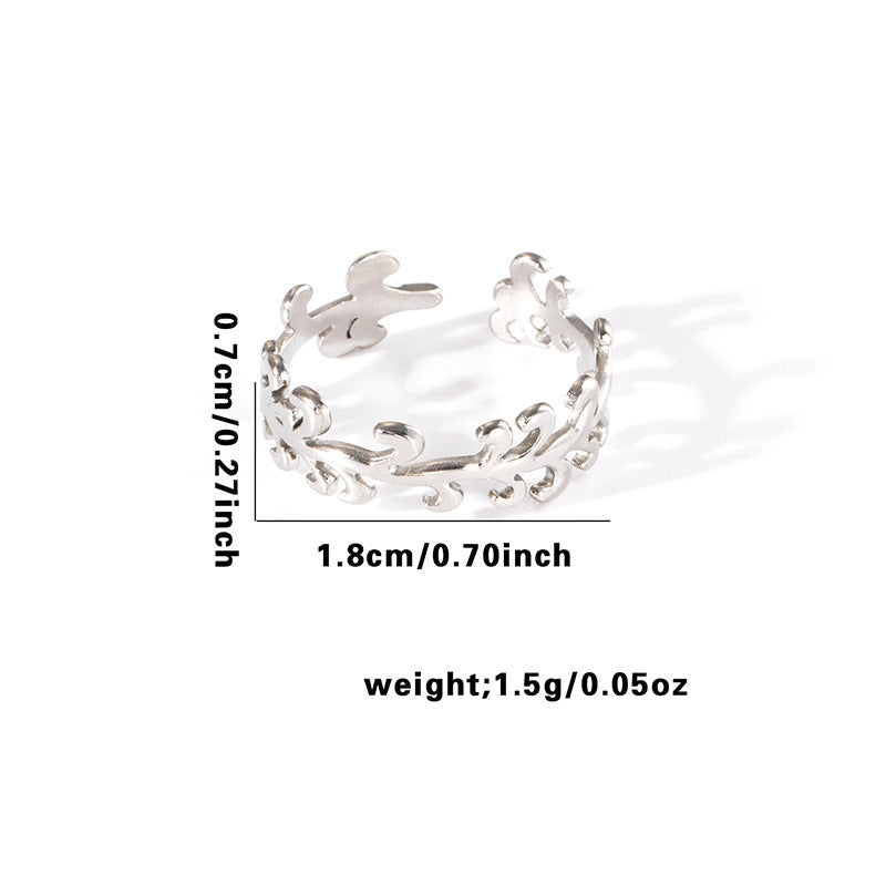 Wholesale Gold Plated Titanium Steel Heart Cut Out Ring Fashion Jewelry Accessory for Everyday Wear