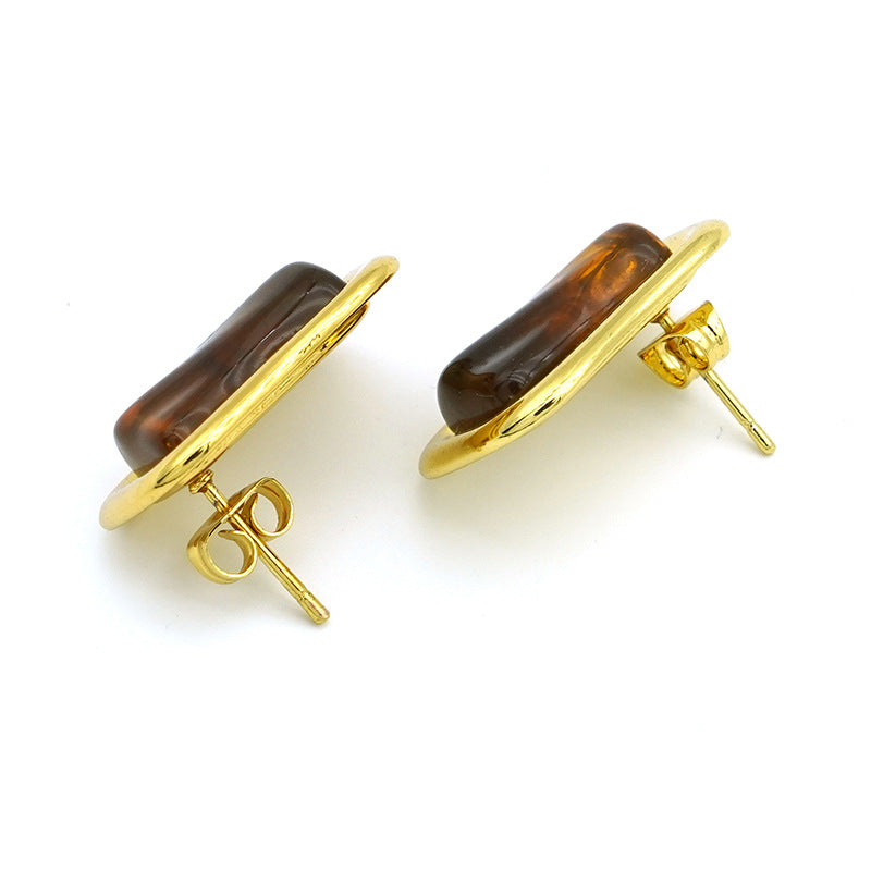 Wholesale Retro Irregular Design Earrings,  Electroplated Resin,  Party Jewelry Accessory
