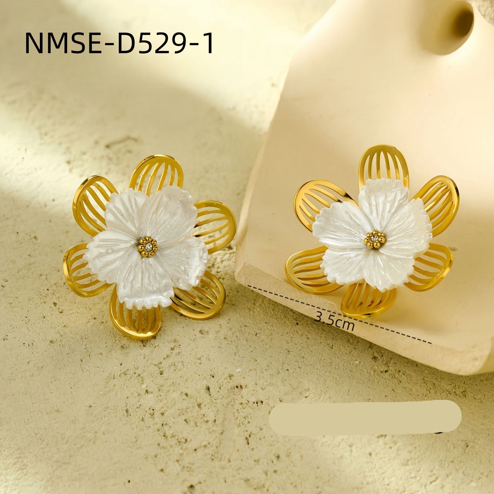 Wholesale stainless steel earrings geometric flowers pearl  earrings