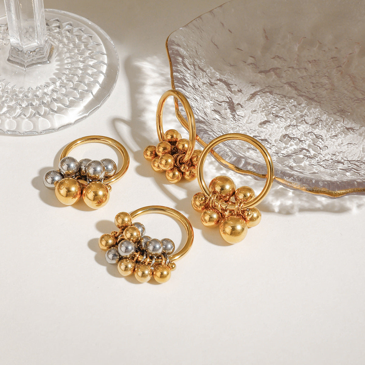 Wholesale 18k gold stainless steel gold and silver color matching small ring