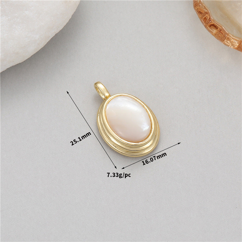 Wholesale Copper Pendant Inlaid with Turquoise Zircon and White Mother-of-Pearl