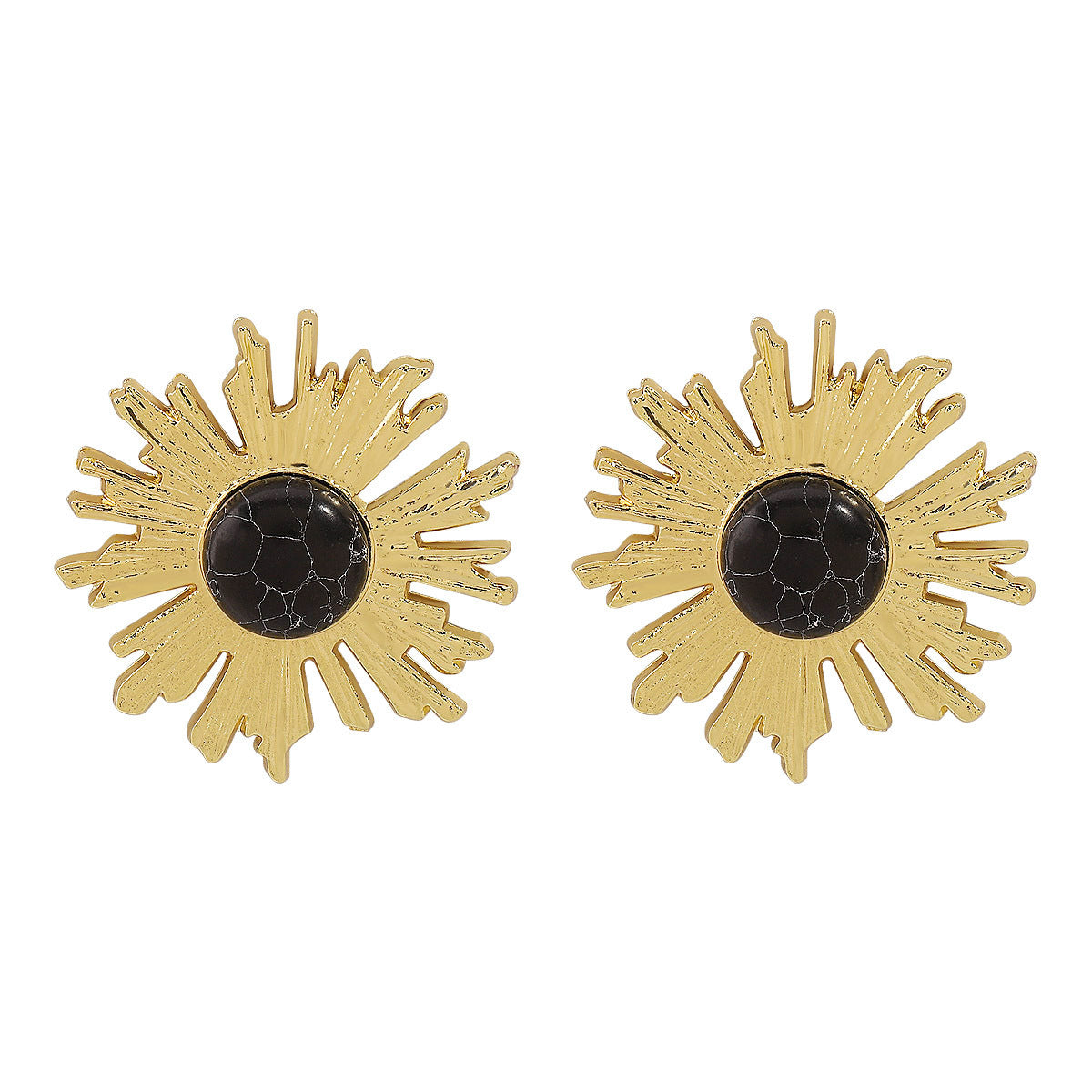 Wholesale  vintage Niche Vintage Design Sunflower Earrings Exaggerated Turquoise Earrings